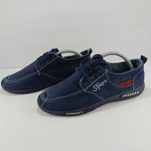 NWOT Men's Navy Blue Canvas Lace-Up Casual Shoes, Sport Fashion Sneakers 10 - Picture 13 of 13